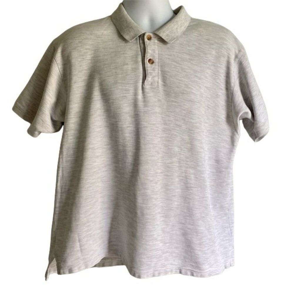 Eddie Bauer Solid Grey Cotton Polo Shirt Mens XL